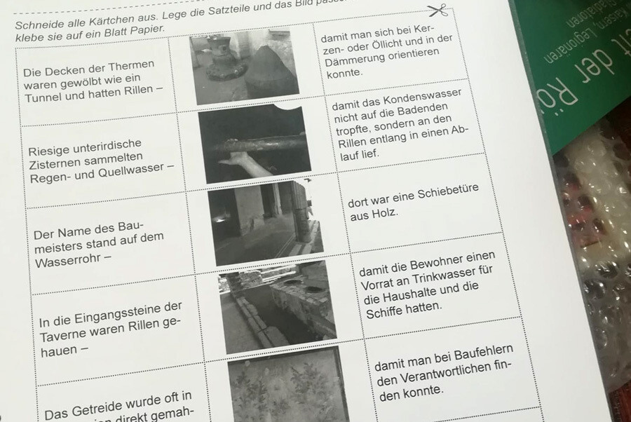 Arbeitsblatt für SchülerInnen mit Bildern und Texten